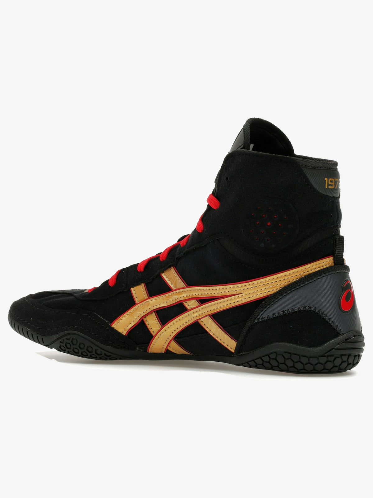 ASICS Dan Gable Evo 3 'Black Pure Gold' – rear three-quarter