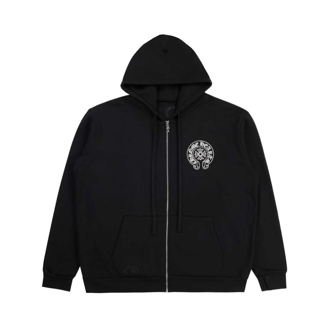 Chrome Hearts Malibu Exclusive Horseshoe Zip-Up Hoodie (Sleeveless Design) Black