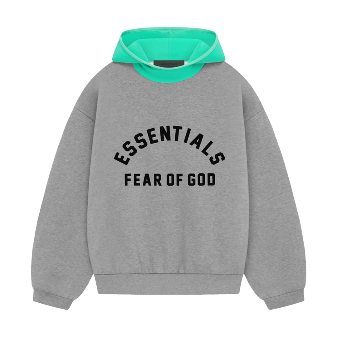 Fear of God Essentials Nylon Fleece Hoodie Dark Heather Oatmeal/Mint Leaf