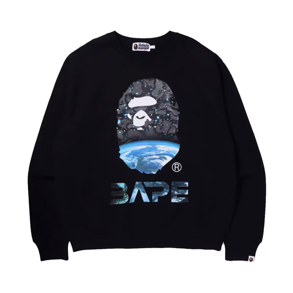 BAPE Space Camo Ape Head Loose Fit Crewneck Black