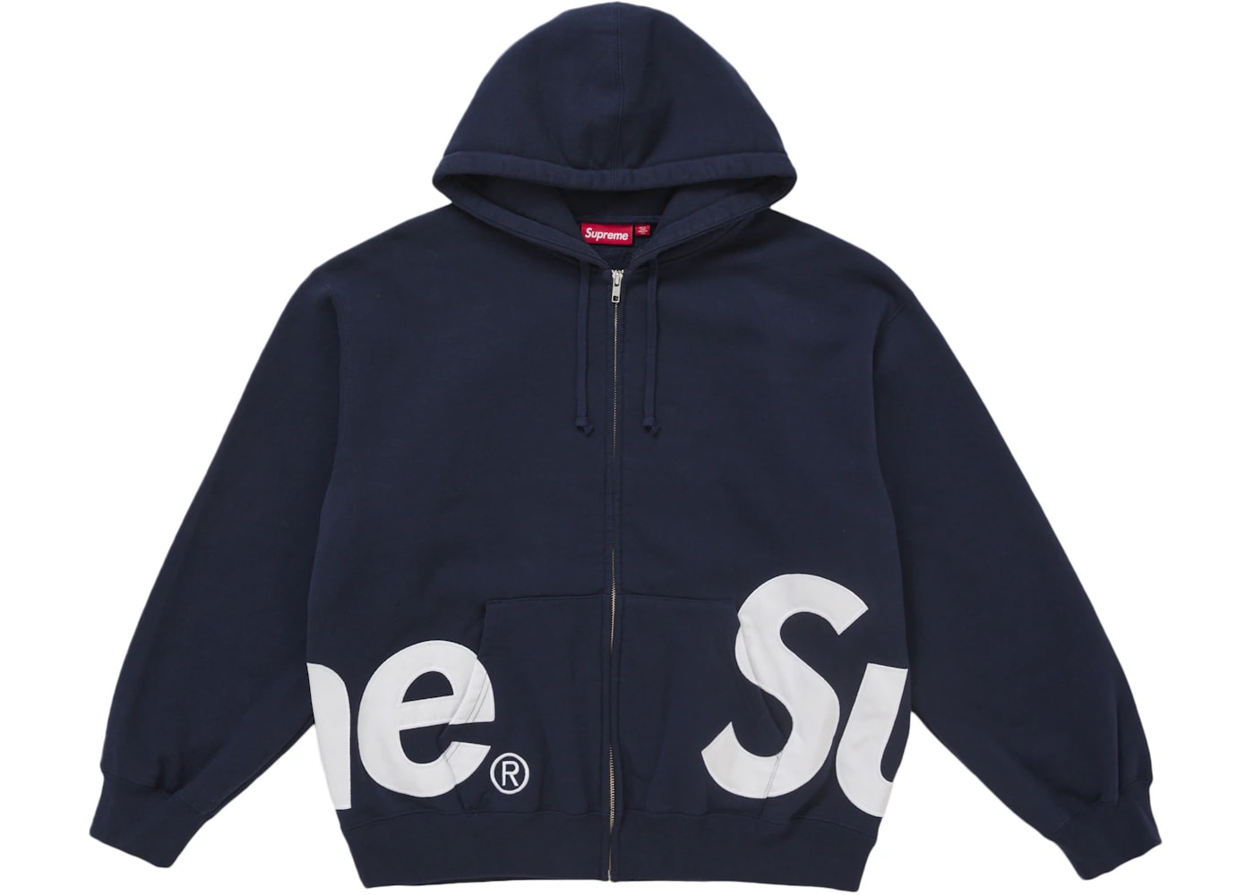 Supreme Big Logo Zip Up Hooded Sweatshirt Navy
