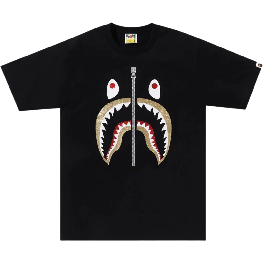 BAPE Glitter Shark Tee Black