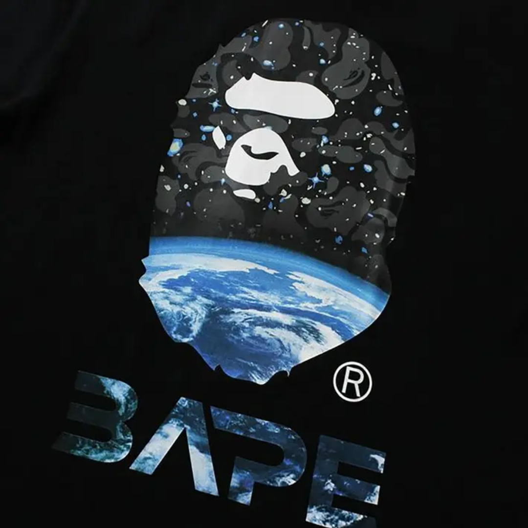 BAPE Space Camo Ape Head Loose Fit Crewneck Black