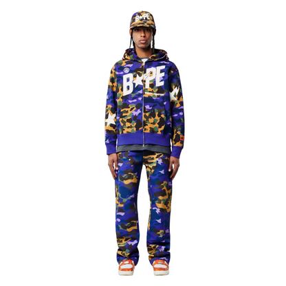 BAPE x Heron Preston Mix 1st Camo Shark Relaxed Fit Full Zip Hoodie Purple