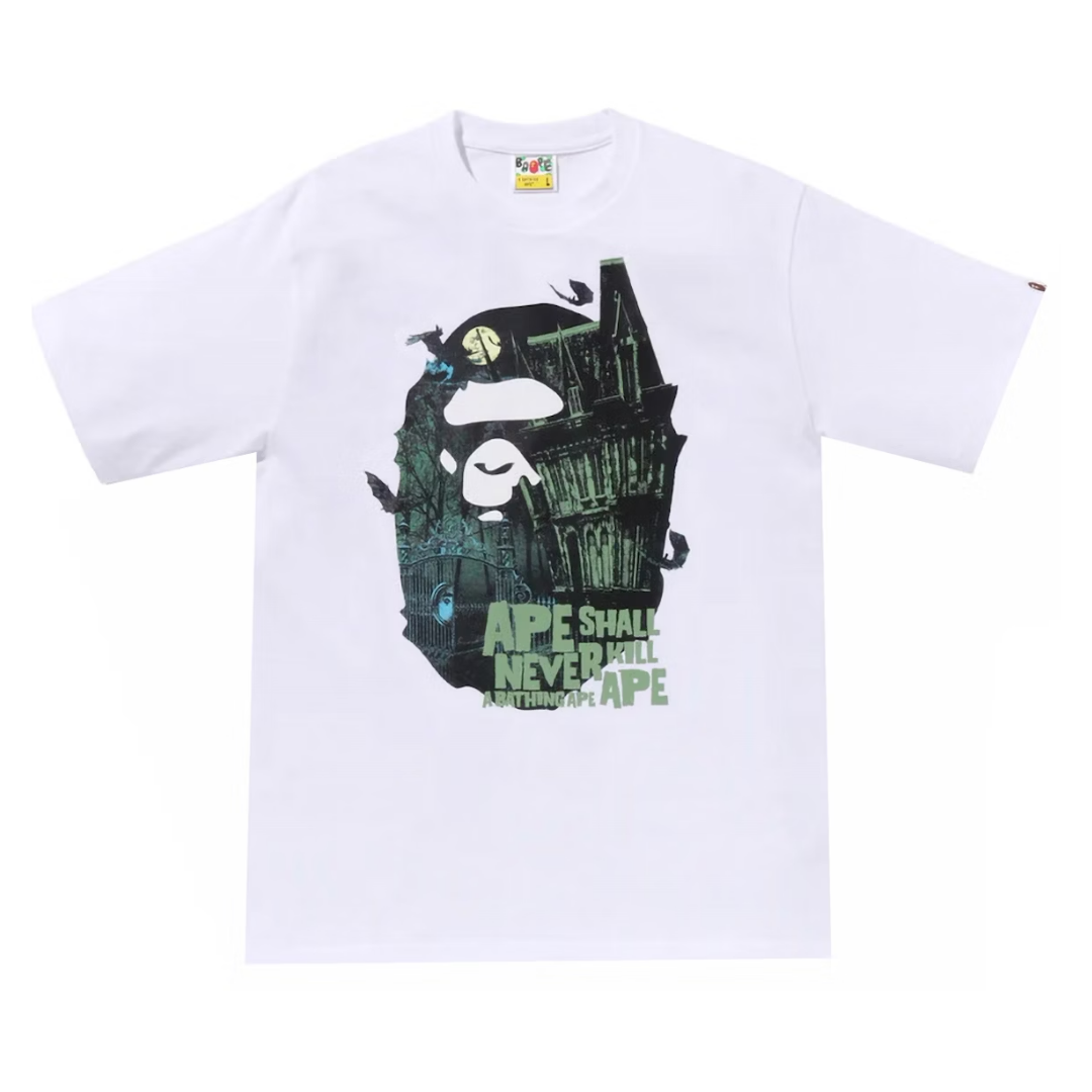 BAPE Halloween Bape Mansion Ape Head Tee White