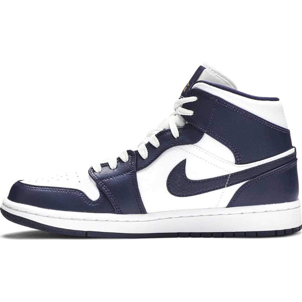 Jordan 1 Mid White Metallic Gold Obsidian