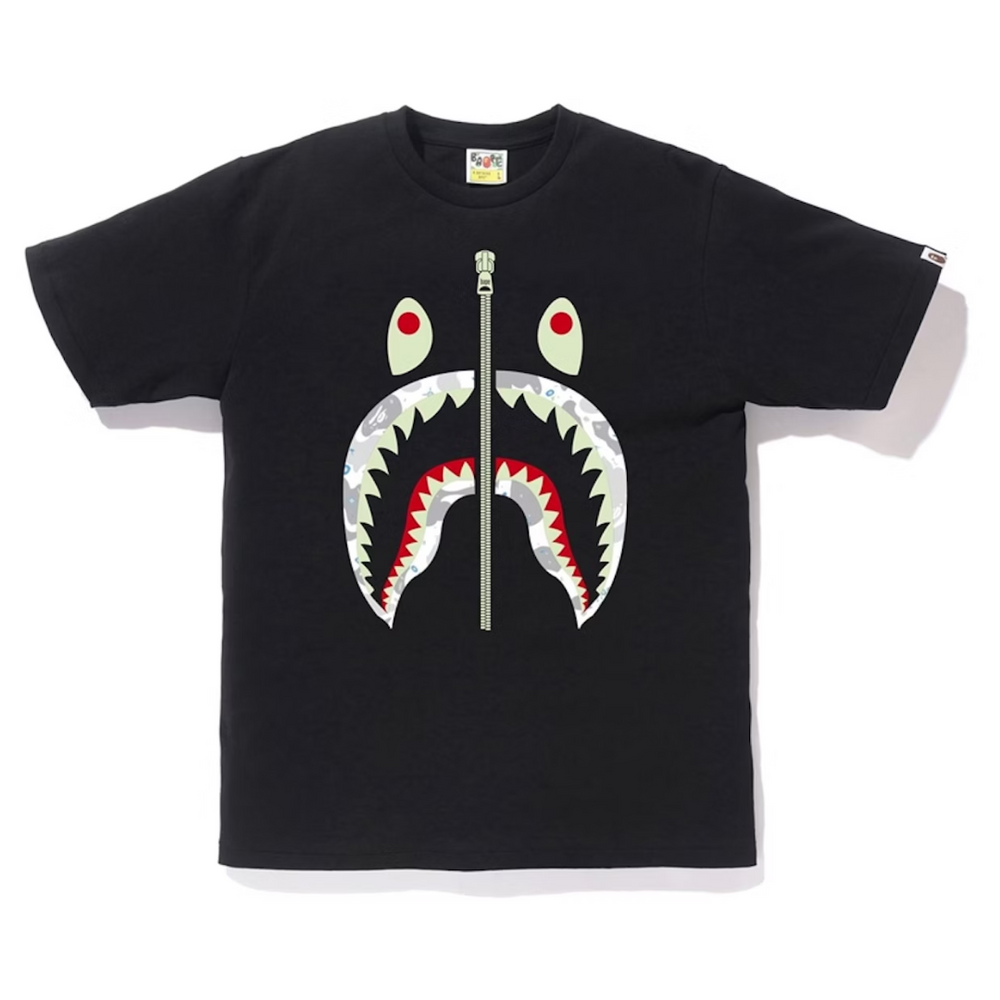 BAPE Space Camo Front Shark Tee Black